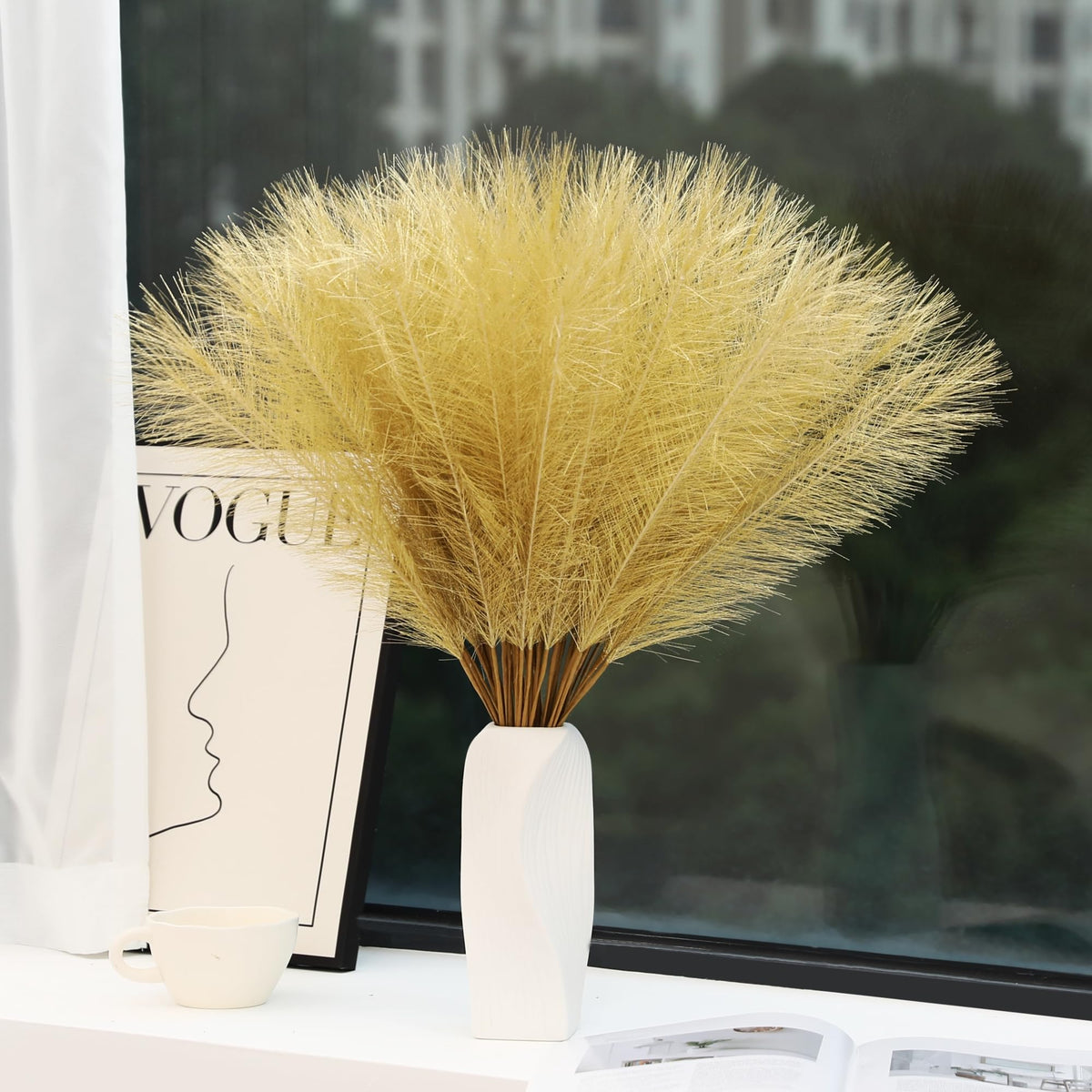Wertuirk 30pcs Faux Pampas Grass - 24 Inch Pink Pampas Grass Home Decor