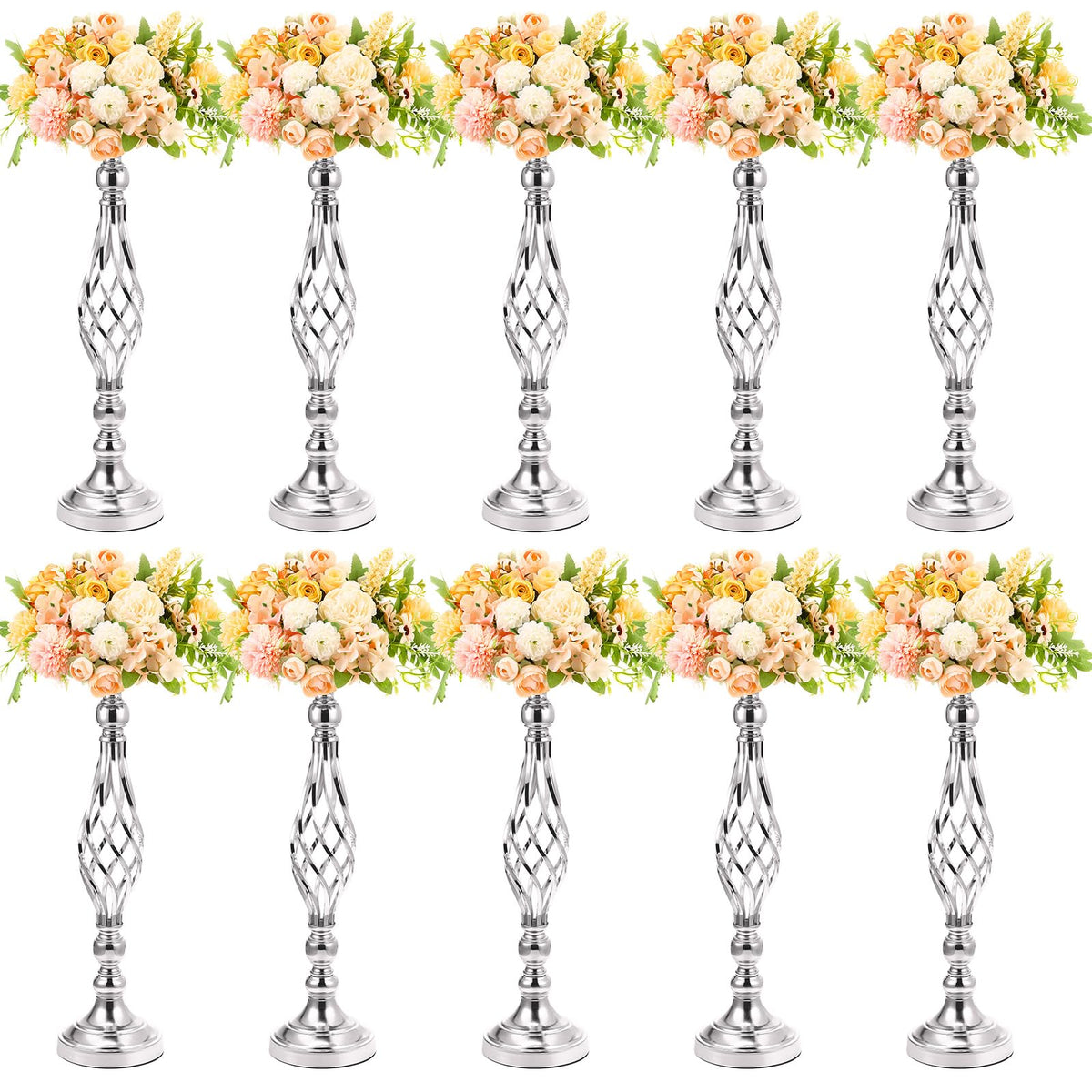 Rtteri 20 Pcs 22.8 Inch High Metal Flower Stand, Wedding Gold Centerpieces for Table, Floral Stand Elegant Vase Holder for Reception Table Decor Party Hotel Home Decor (Gold, Large)