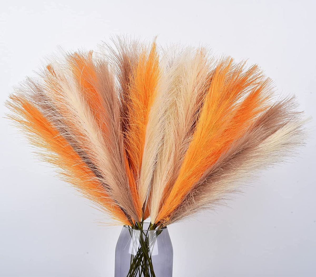 LSKYTOP Green Pampas Grass Decor,23Inch 12pcs Faux Pampas Grass Bouquets Artificial Pampas Fake Pampas Flower for Home Living Room Bedroom Vase Decor