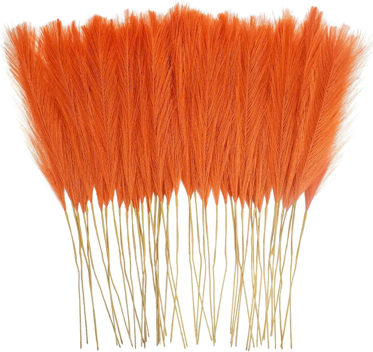 obbsie 50PCS Burnt Orange Faux Pampas Grass Decor, 21.6" Fluffy Vase Filler