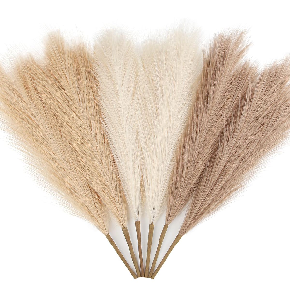ZIFTY Faux Pampas Grass Decor 38" 7PCS Handmade Boho Decor Ombre Beige