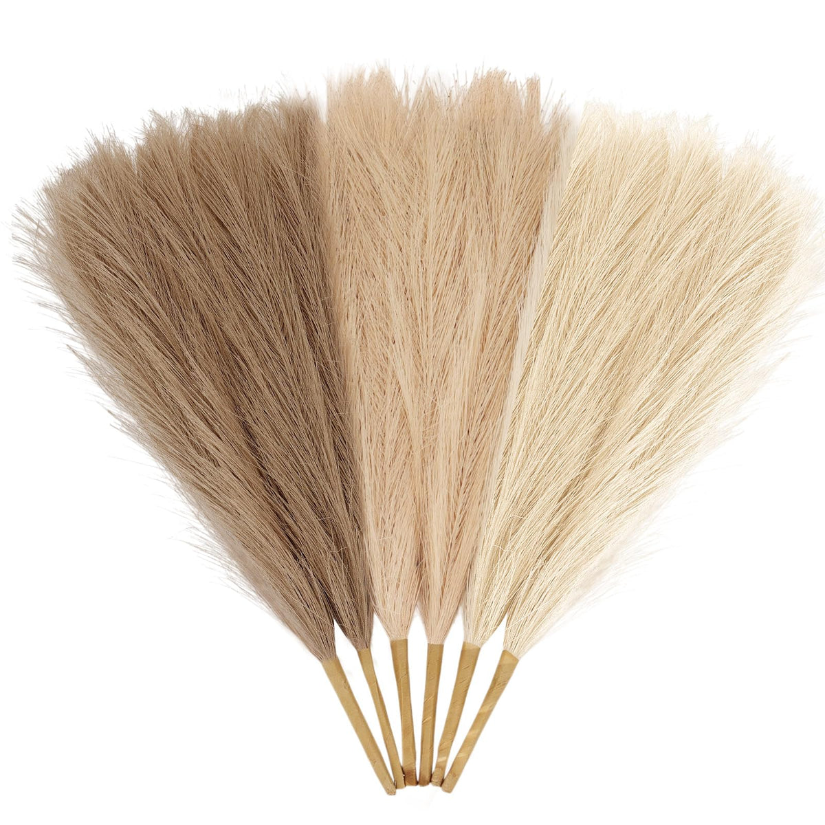 30pcs Pampas Grass Decor,21" Artificial Pompous Grass Bulk,Small Vase Filler Pompas Grass for Home Wedding Living Room Wall Party Decoration (Beige,Light Brown, 21 Inch 30 Pcs)