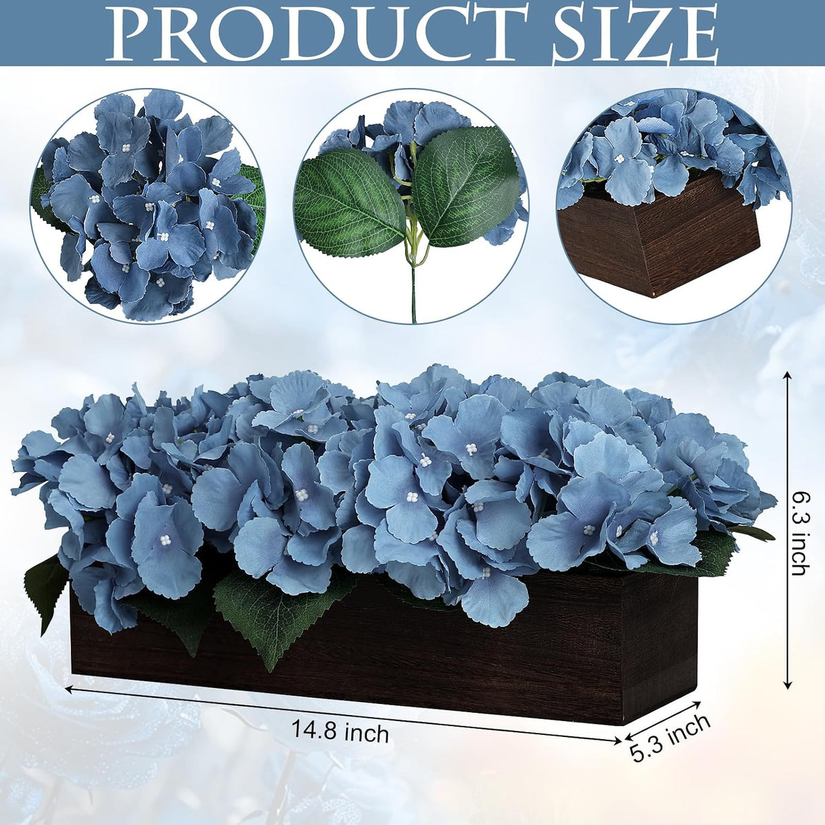Pre-Made Hydrangea Centerpiece for Dining Table, Navy Blue