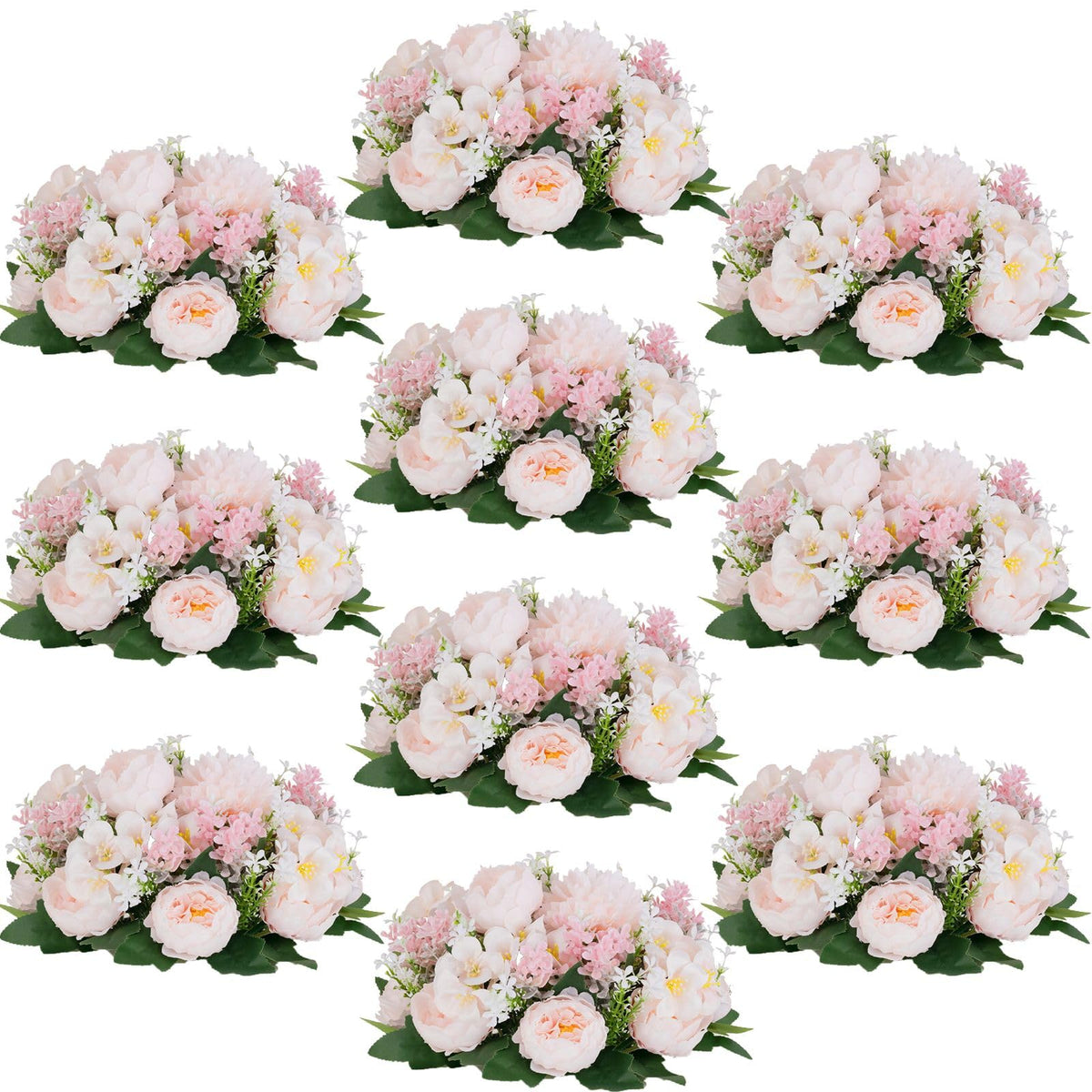 Flower Balls Centerpieces for Tables: White Silk Rose, 10Pcs