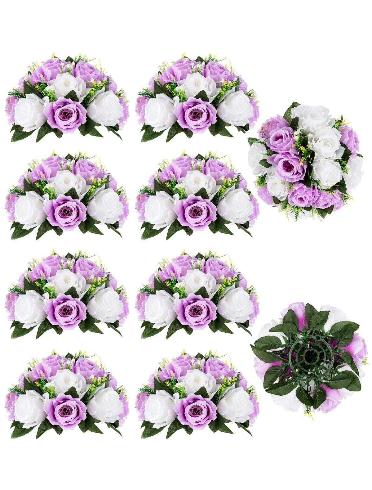 BLOSMON Faux Flower Centerpieces for Wedding Tables, 10 Pcs, Crimson Red
