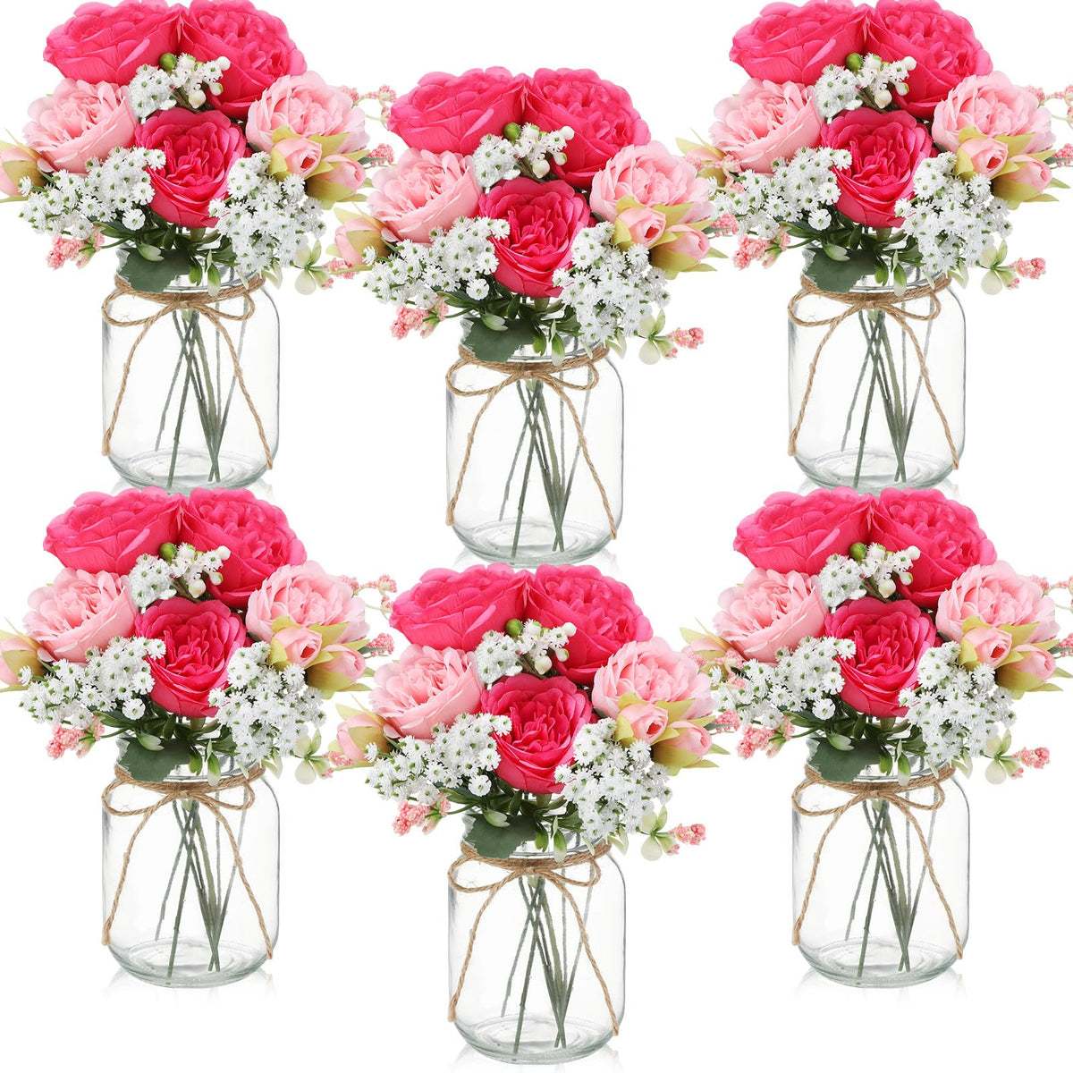 Zeyune 12 Sets Mason Jar Flowers Centerpiece Table Decorations,Green