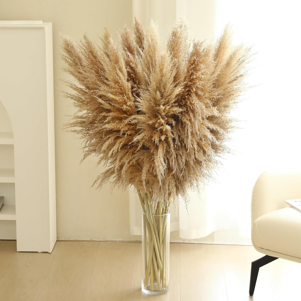Wertuirk 12 Stems 46 inch Tall Dried Pampas Grass Decor