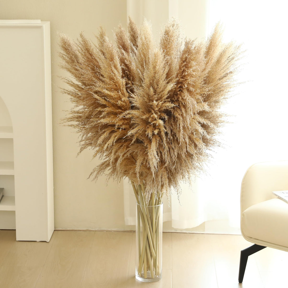 Wertuirk 9 Stems Dried Pampas Grass Decor Tall 48''/4 FT