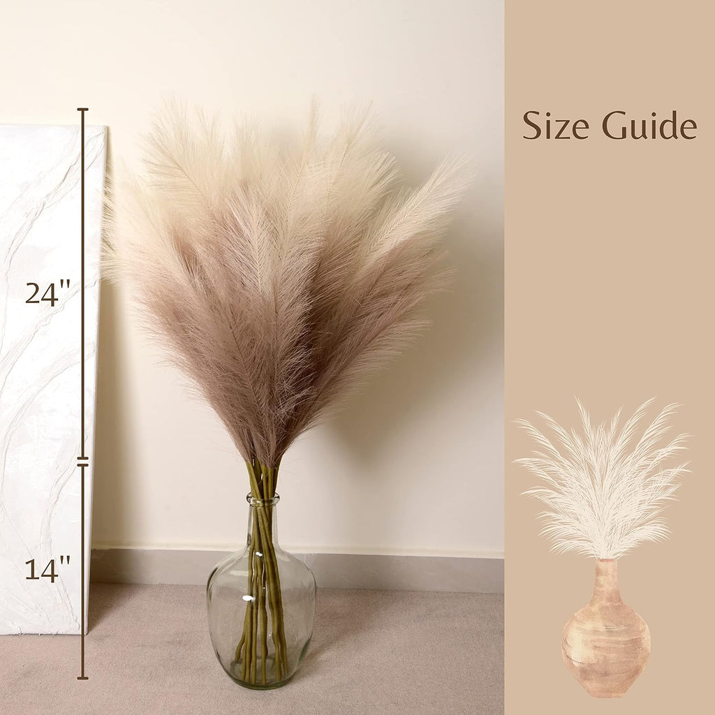 PERFNIQUE Faux Pampas Grass, 9PCS Pompas, Large Pompas Grass, 38'' Tall Pampas Grass for Floor Vase, Pampas Grass Decor Tall for Vase Fillers, Boho Rustic Farmhouse Home Decor(Natural Beige)