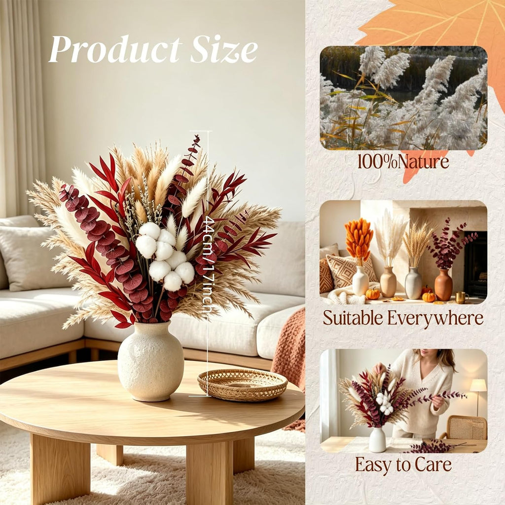 Dried Pampas Grass Bouquet 85Pcs for Fall Winter Decor