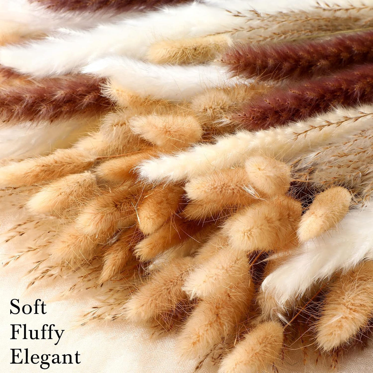 Treela 325 Pcs Dried Pampas Grass 17 Inch Bunny Tails Reed Plumes