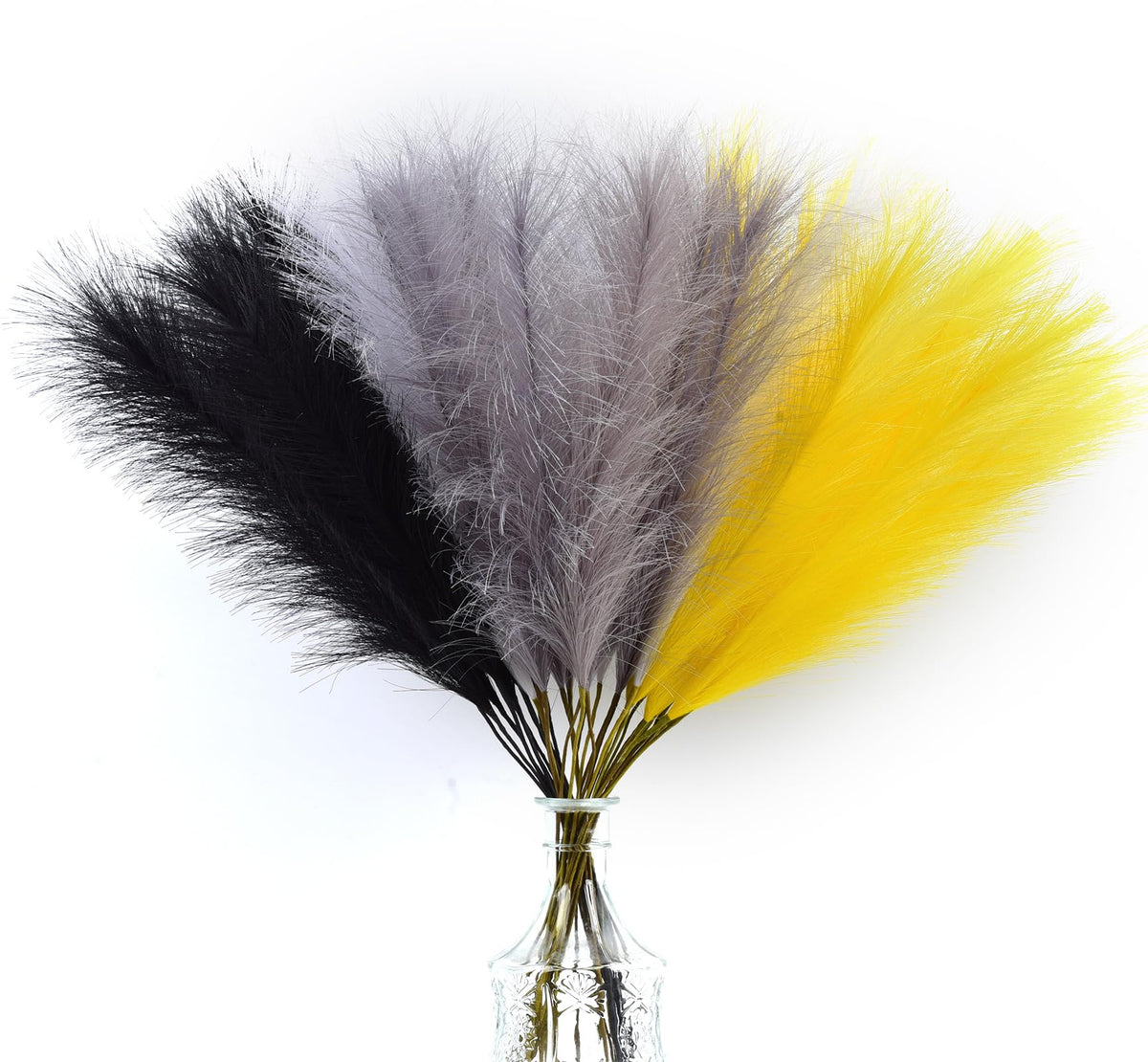 LSKYTOP Green Pampas Grass Decor,23Inch 12pcs Faux Pampas Grass Bouquets Artificial Pampas Fake Pampas Flower for Home Living Room Bedroom Vase Decor