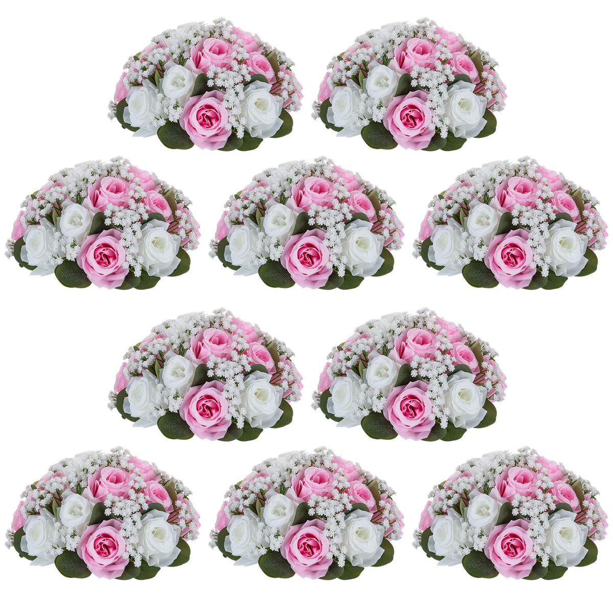 NUPTIO Flower Balls for Table Centerpieces: White Fake Flowers, 8.6 Inch