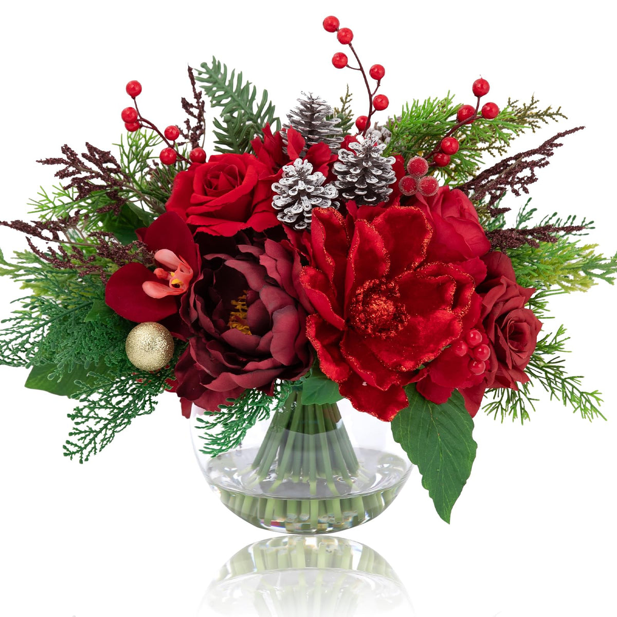 WELL KNOWN Artificial Flowers in Vase, Burnt Orange & Champagne Plus