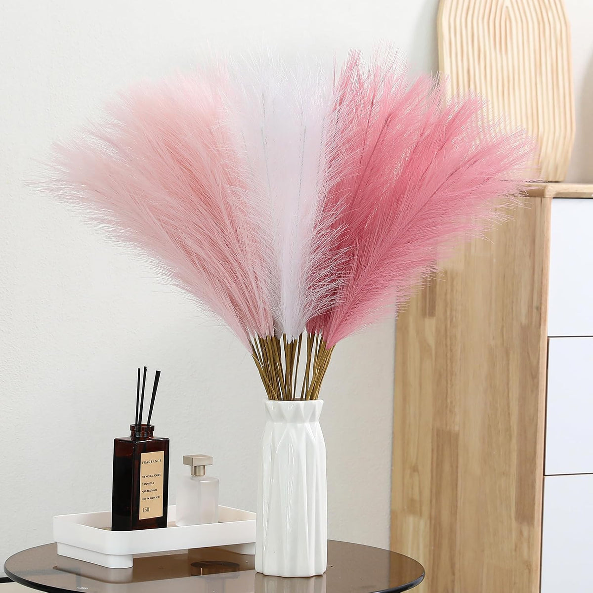 Wertuirk 30pcs Faux Pampas Grass - 24 Inch Pink Pampas Grass Home Decor