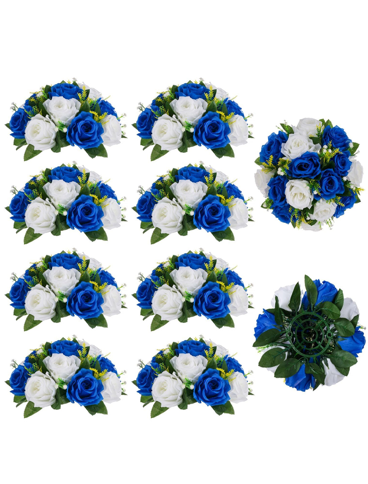 BLOSMON Faux Flower Centerpieces for Wedding Tables, 10 Pcs, Crimson Red