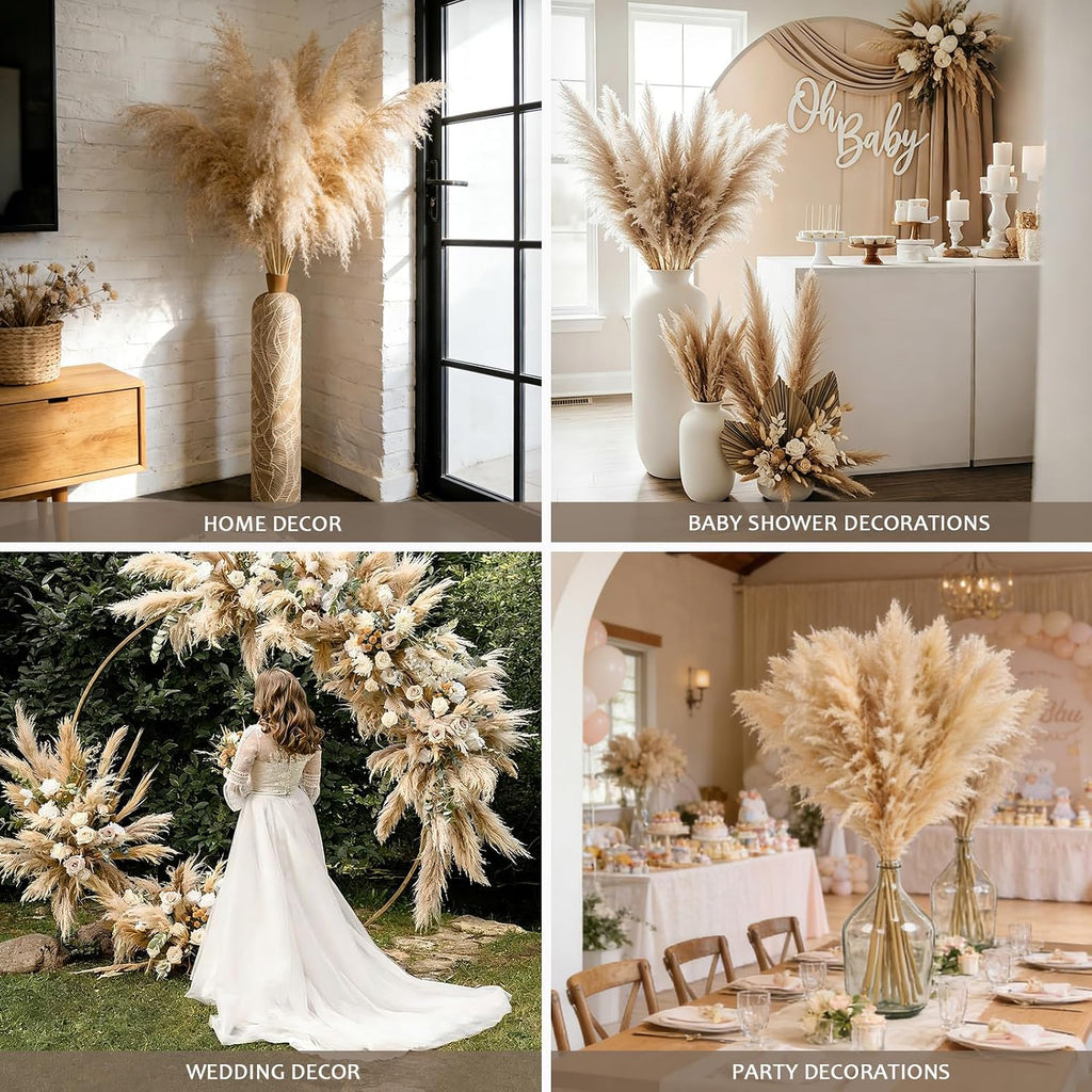 45pcs 42"inch Pampas Grass Decor Tall, Large pompas Grass,Tall Pampas Grass for Floor Vase,Wedding, Party,Farmhouse, Boho Home Decor