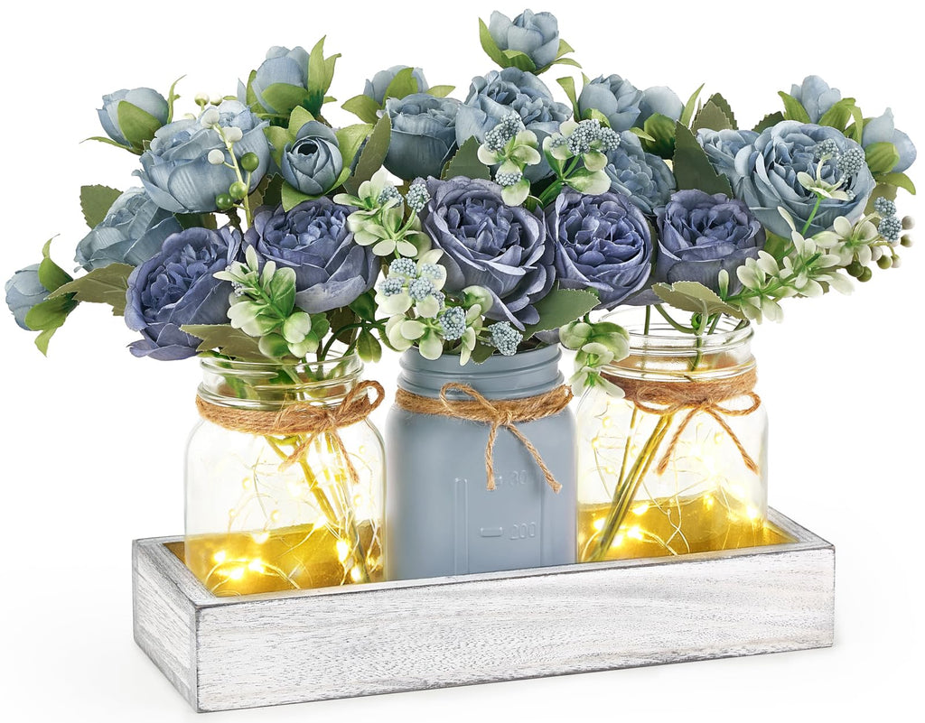 Mkono Fall Centerpieces for Tables Dining Room Decor with Mason Jar Lights