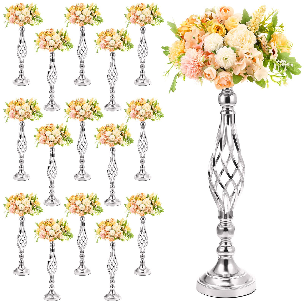 Rtteri 20 Pcs 22.8 Inch High Metal Flower Stand, Wedding Gold Centerpieces for Table, Floral Stand Elegant Vase Holder for Reception Table Decor Party Hotel Home Decor (Gold, Large)