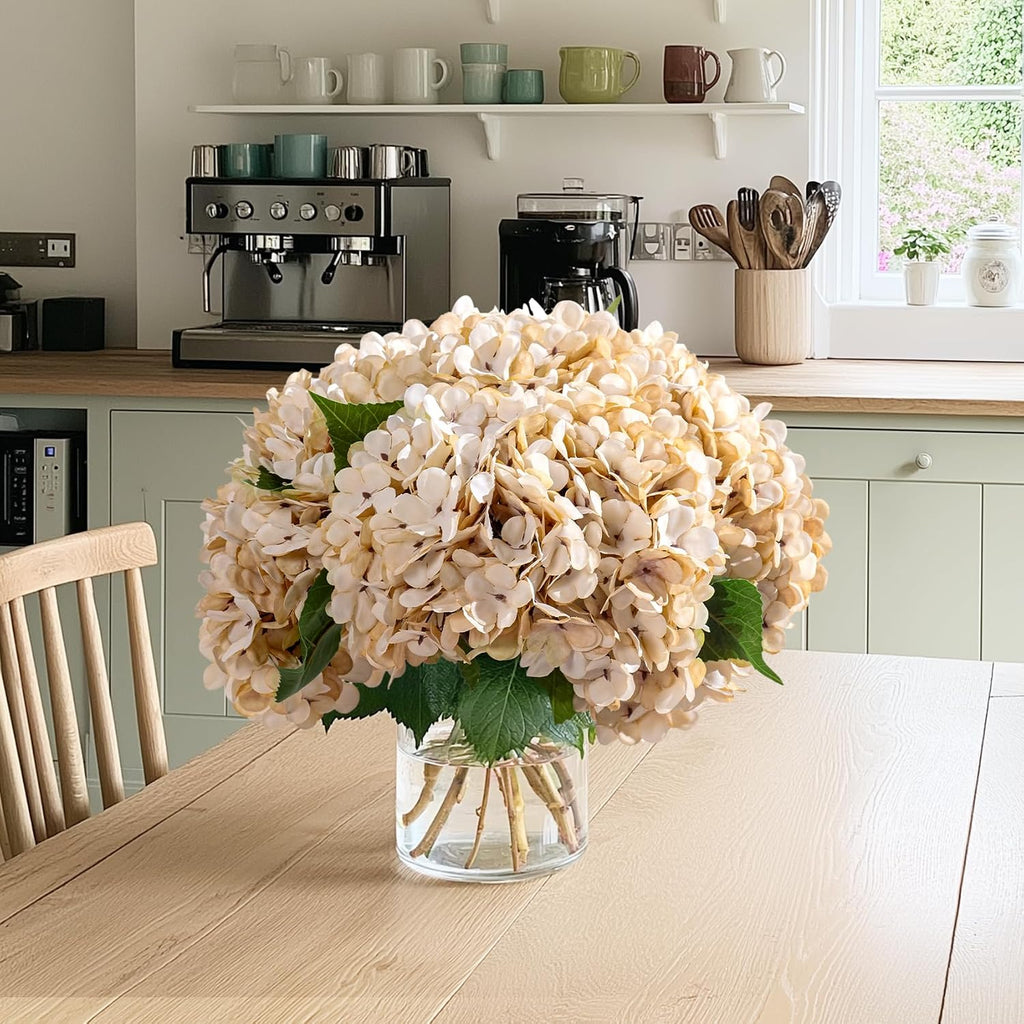 Bailikang 10 Pcs Faux Silk Hydrangea with Stems - Fall Hydrangeas Artificial Flowers Silk Flower Fall Winter Artificial Bouquet for Wedding Bridal Home Table Decor Without Vase
