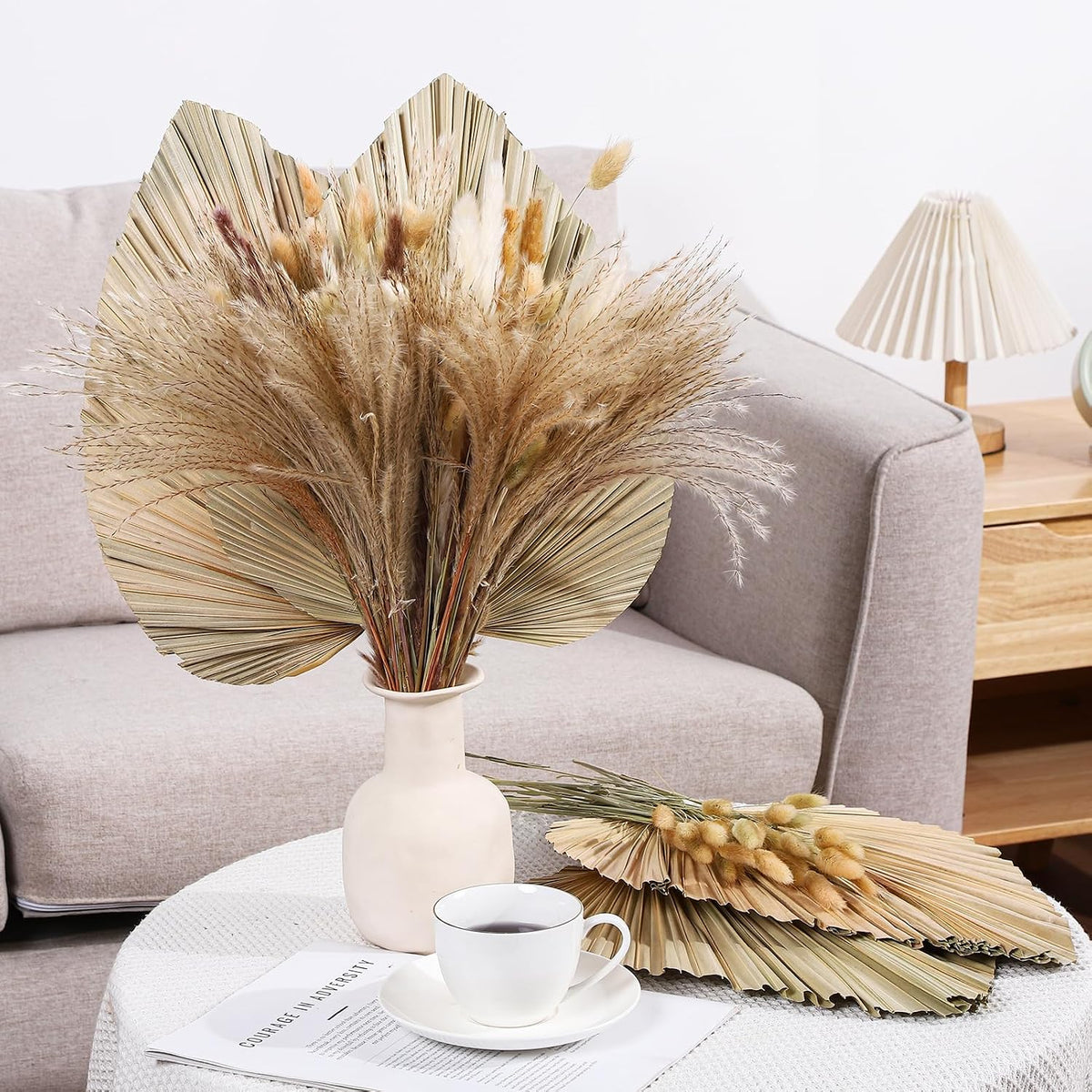 105 Pcs Boho Dried Pampas Grass Decor Bulk