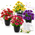 Der Rose 4 Pack Small Fake Plants with Flowers, Spring Home Bathroom Decor