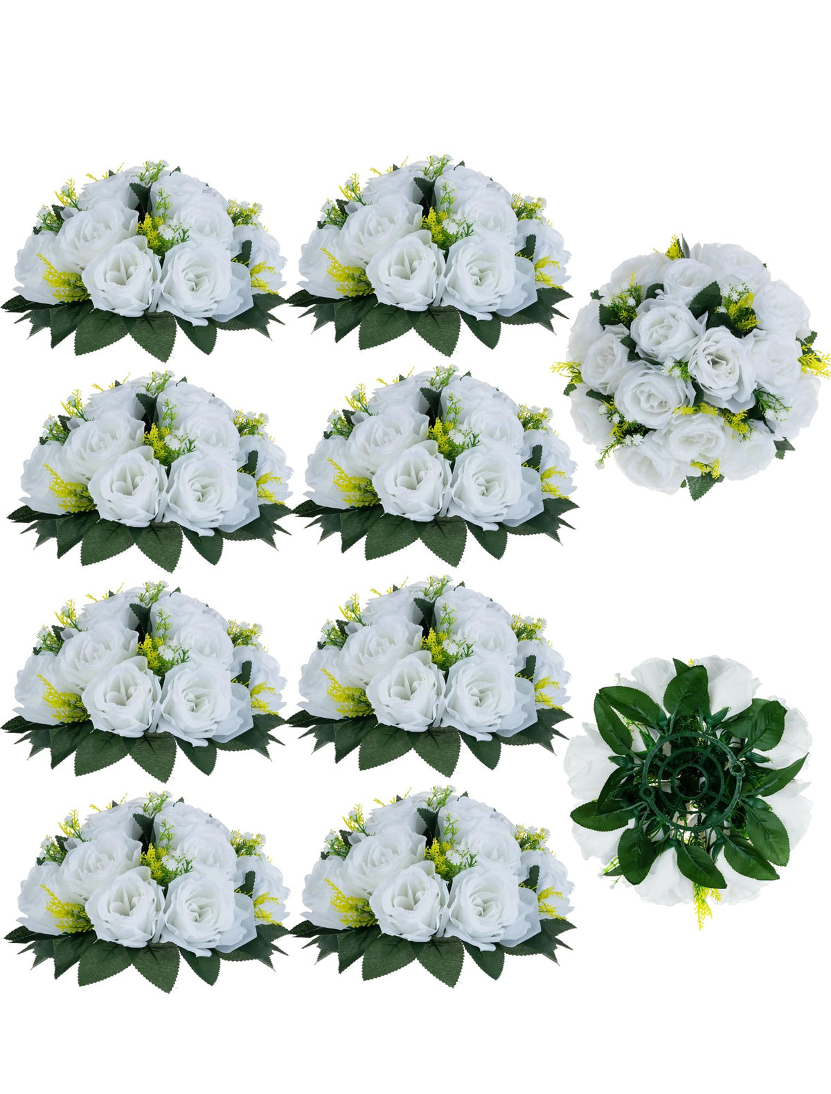 BLOSMON Faux Flower Centerpieces for Wedding Tables, 10 Pcs, Crimson Red