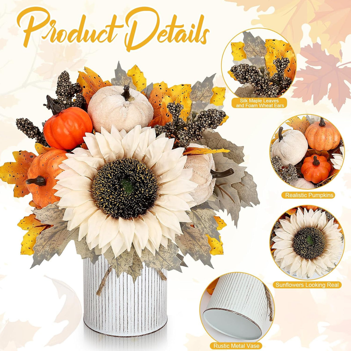 Fall Decor Flower Table Centerpieces, Set of 6 Pre-Made