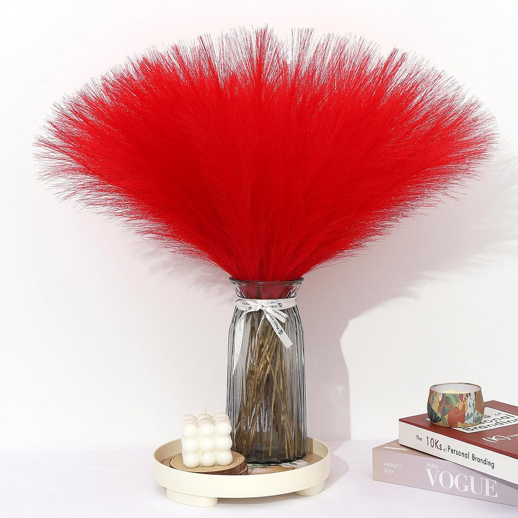 Pampas Grass Decor 30 Pcs 21.7 Inch Faux Brown Pampas Grass Bulk Artificial Dried Flowers Small Vase Filler Pompas Grass.