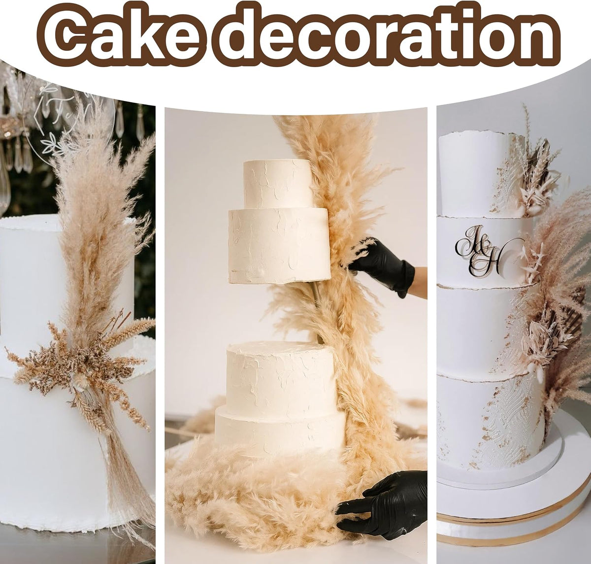 50PCS Tall Dried Pampas Grass Stems 17" for Floor Vase Decor