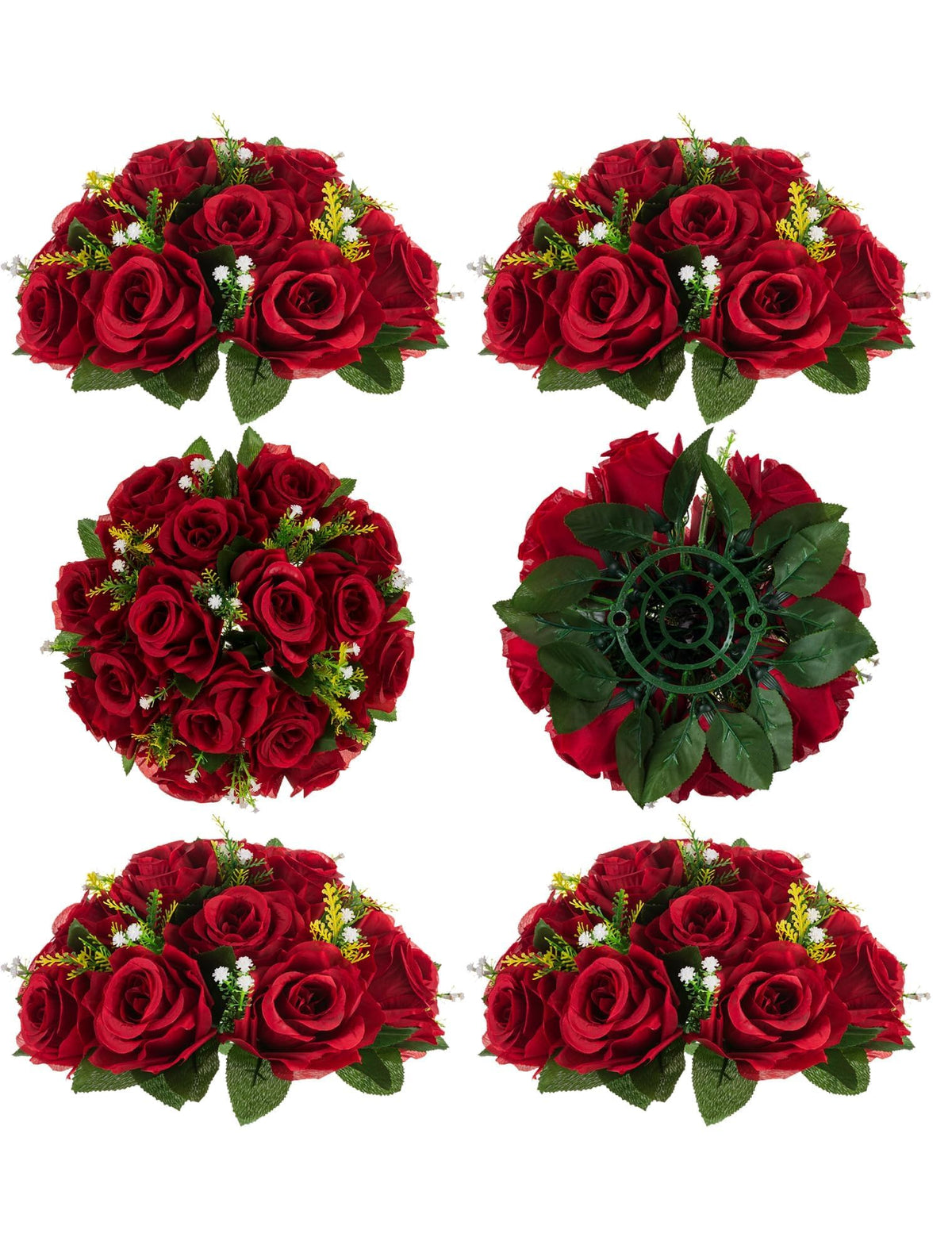 BLOSMON Faux Flower Centerpieces for Wedding Tables, 10 Pcs, Crimson Red