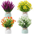 Cindeer 8 Pcs Large Artificial Potted Flowers Fake Potted Plants for Home