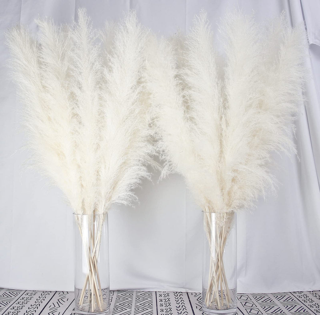 10 Stems 46" inch Dried Pampas Grass Decor Tall, Large Pompas Grass, Boho Neutral Home Decor Bouquet, Fluffy Pampass Grass for Floor Vase Wedding Floral Arrangements Wall Farmhouse Table Decor