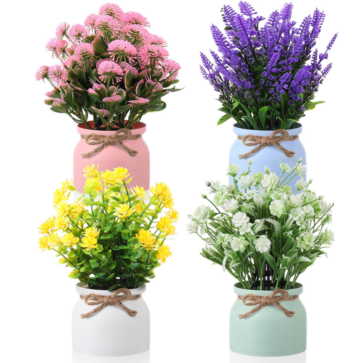 Cindeer 8 Pcs Large Artificial Potted Flowers Fake Potted Plants for Home