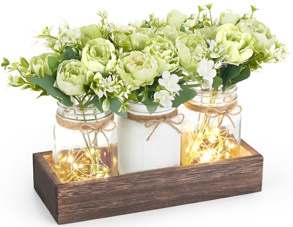 Mkono Fall Centerpieces for Tables Dining Room Decor with Mason Jar Lights