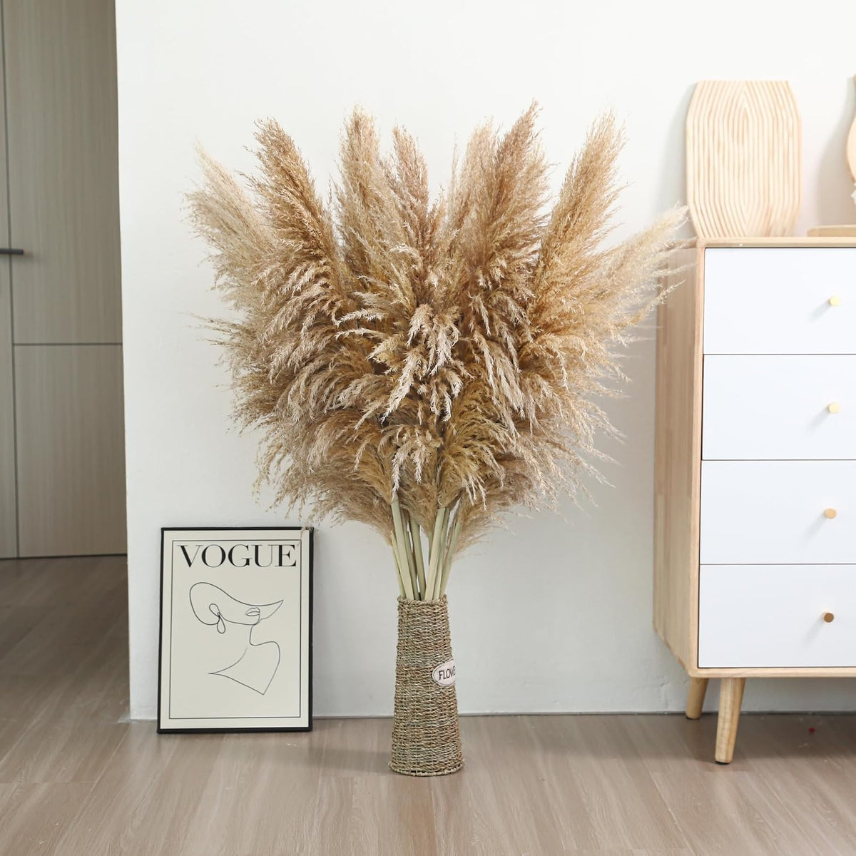 Wertuirk 12 Stems 46 inch Tall Dried Pampas Grass Decor