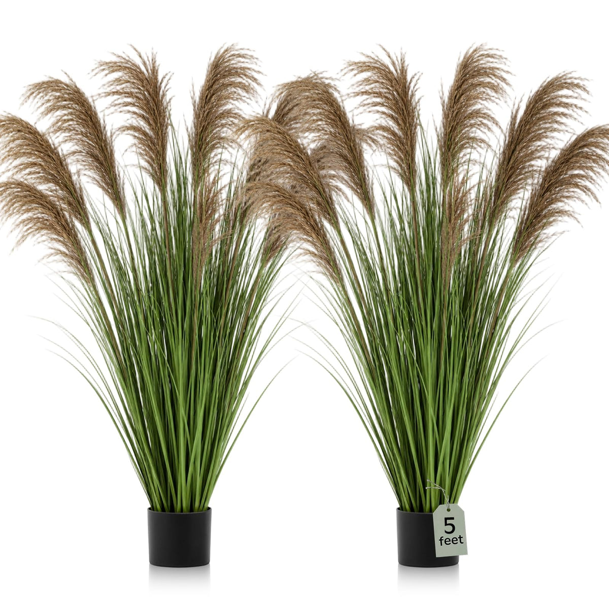 Jexine 2 Pcs Pampas Grass Potted Plants 4 ft Tall Artificial Grass Potted Artificial Greenery Floor Plants Tall in Pot for Housewarming Gift House Garden Bathroom Lobby Outdoor Decoration (Fall)