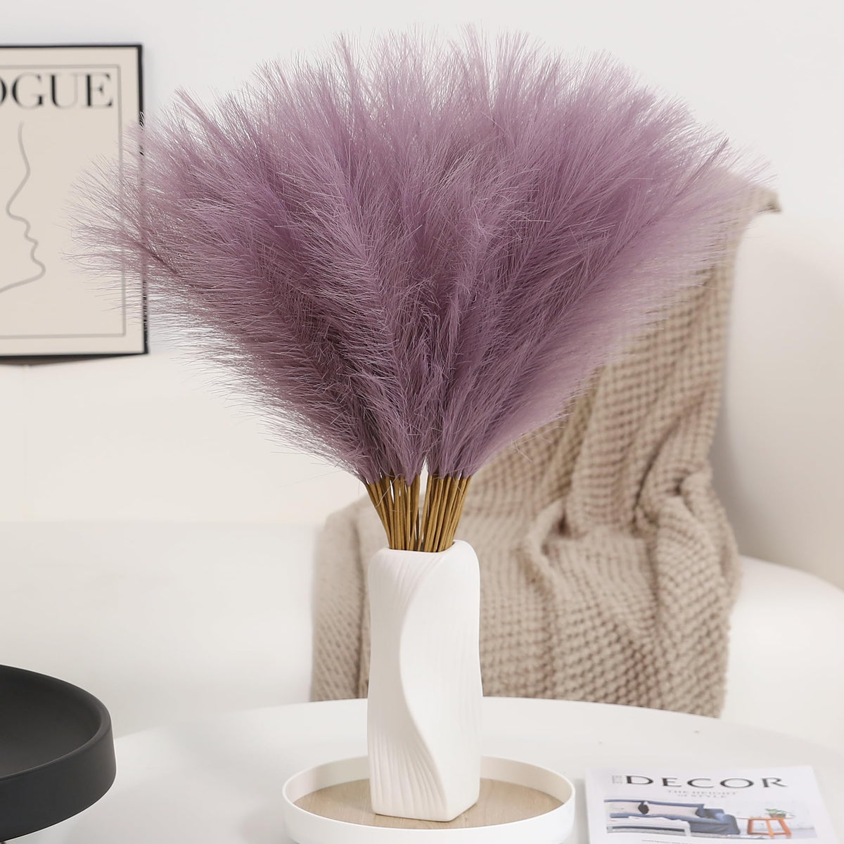 Wertuirk 30pcs Faux Pampas Grass - 24 Inch Pink Pampas Grass Home Decor