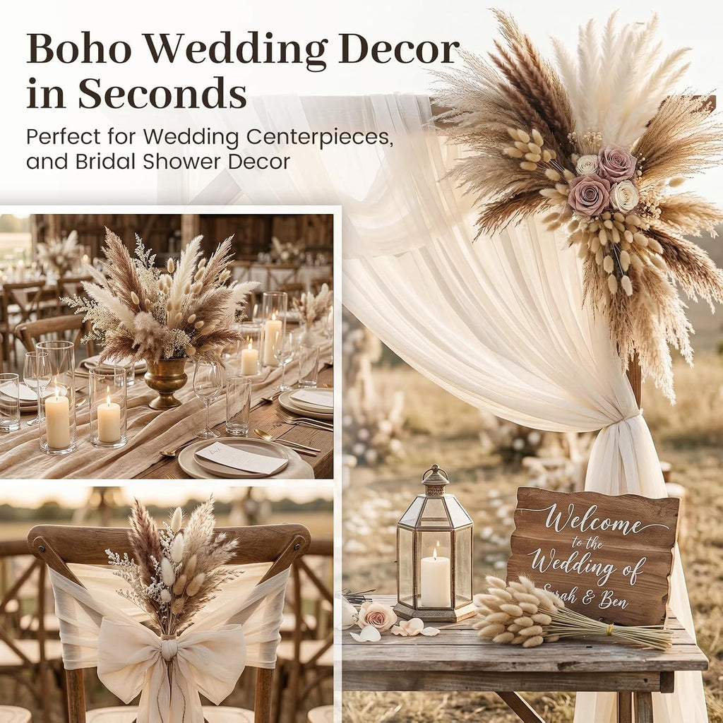 JOHOUSE 450PCS Natural Dried Pampas Grass Decor