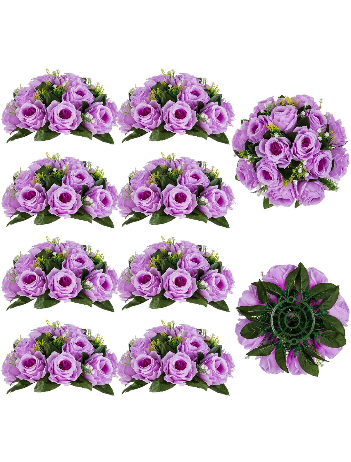 BLOSMON Faux Flower Centerpieces for Wedding Tables, 10 Pcs, Crimson Red