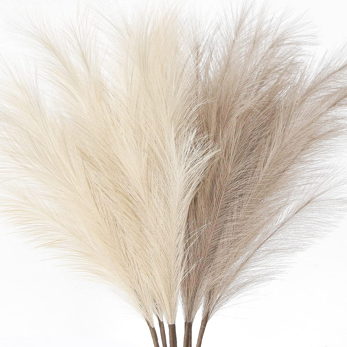 ZIFTY Faux Pampas Grass Decor 17" 6Pcs Handmade Flower Boho Decor Beige