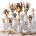 25 Pcs Dried Pampas Grass Centerpiece with Ceramic Vases, Classic
