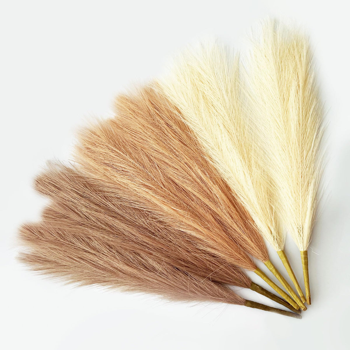 Faux Pampas Grass, 18"/45cm Artificial Pampas Grass Fluffy 6 Stem pompous Grass Flower Arrangement for Boho Home Wedding Decoration (Beige,Taupe)