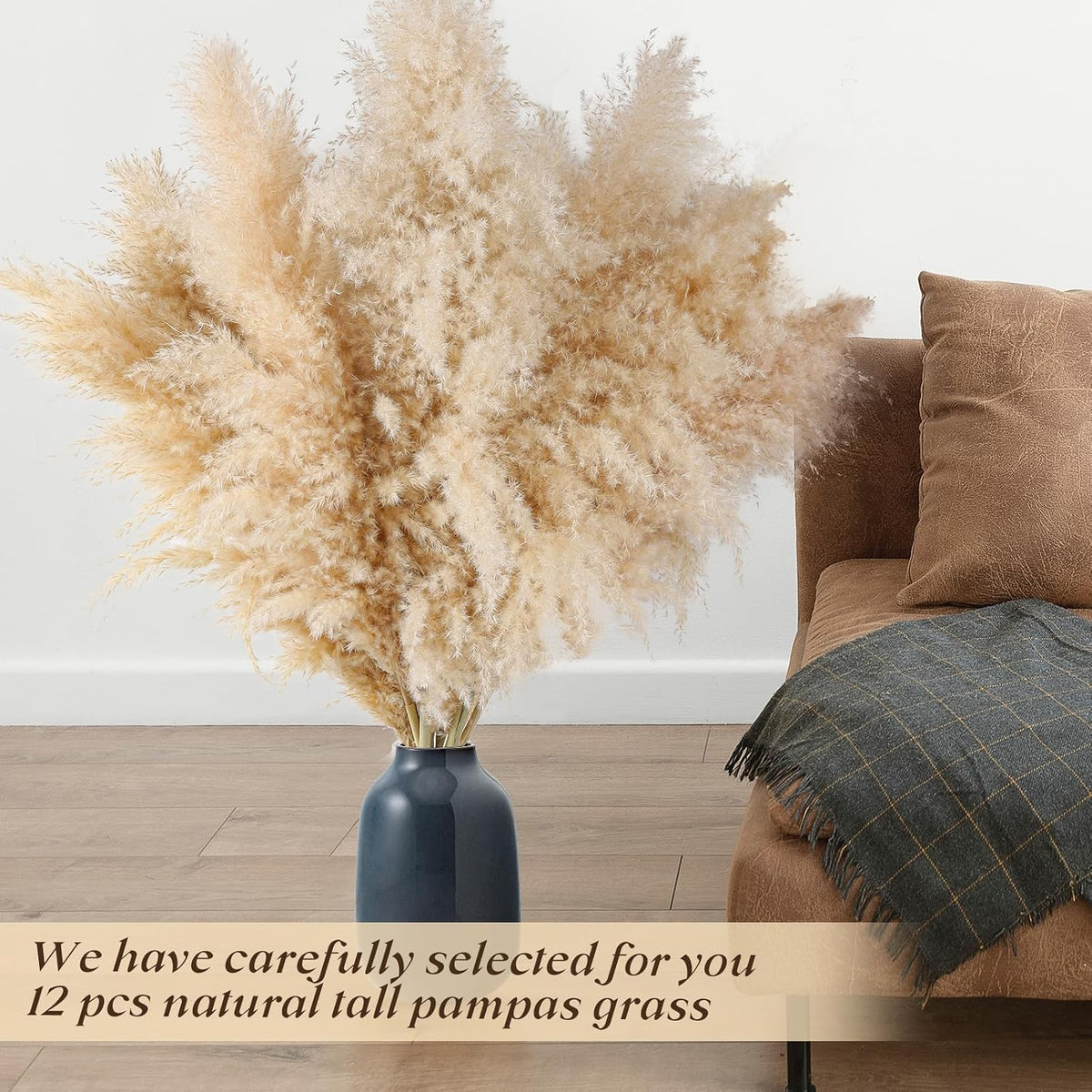 Pasuvsigt 12Pcs 40 Inch Dried Pampas Grass Fluffy Stem Home Wedding Decor