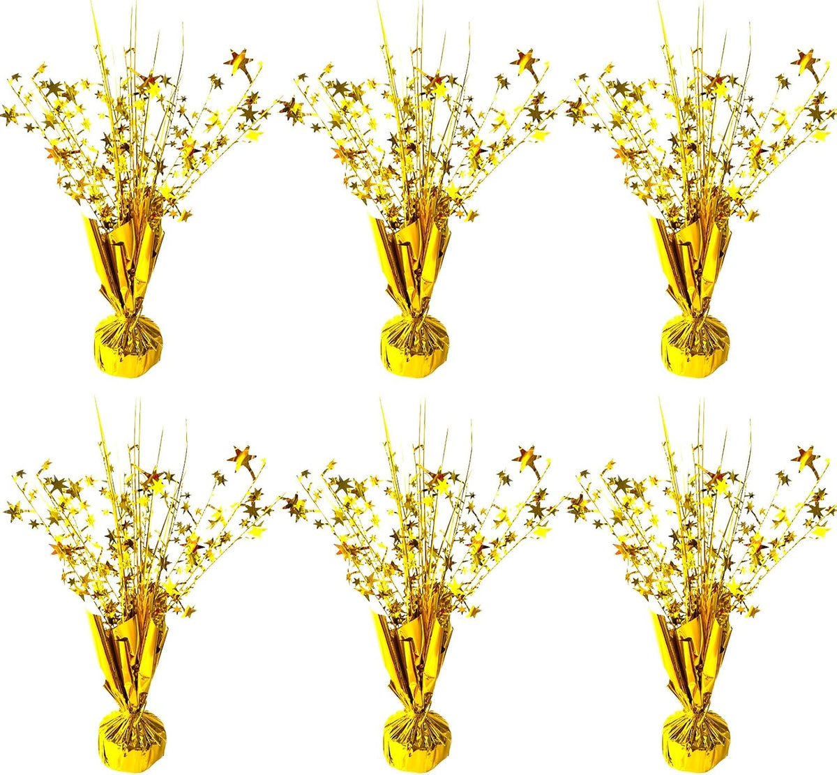 FUBININA 6 Pack Metallic Foil Spray Centerpiece Star Table Decoration Burst Table Centerpieces for Birthday New Years Nye Wedding Anniversary Graduation Holiday Party Supplies Decor, Gold