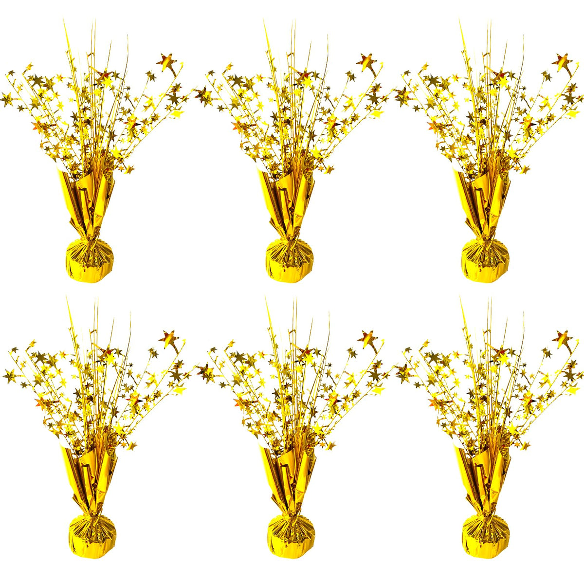 FUBININA 6 Pack Metallic Foil Spray Centerpiece Star Table Decoration Burst Table Centerpieces for Birthday New Years Nye Wedding Anniversary Graduation Holiday Party Supplies Decor, Gold