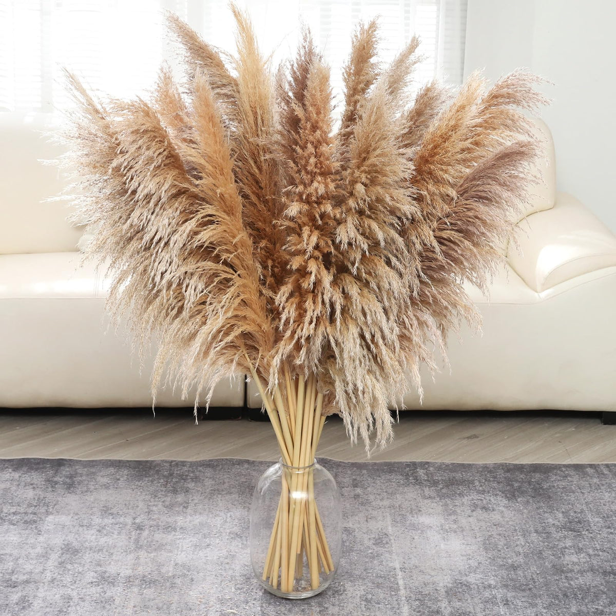 Pasuvsigt 12Pcs 40 Inch Dried Pampas Grass Fluffy Stem Home Wedding Decor