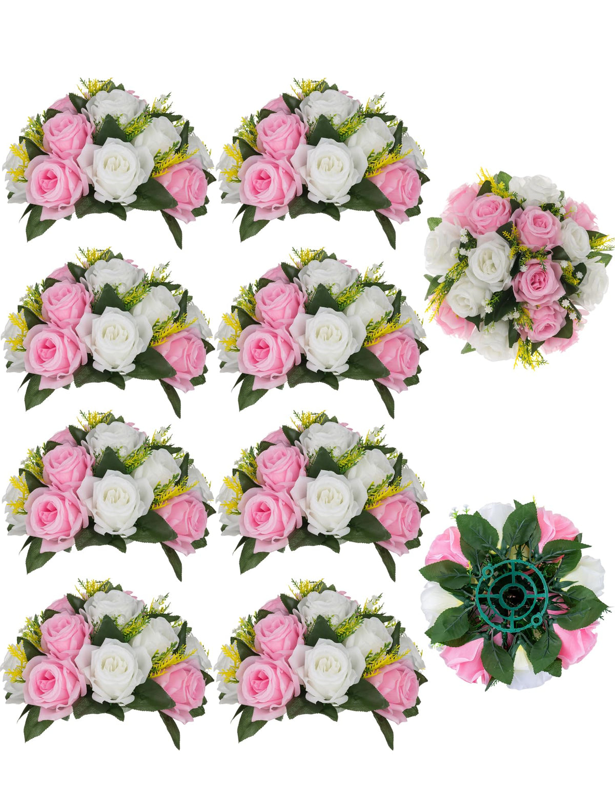 BLOSMON Faux Flower Centerpieces for Wedding Tables, 10 Pcs, Crimson Red