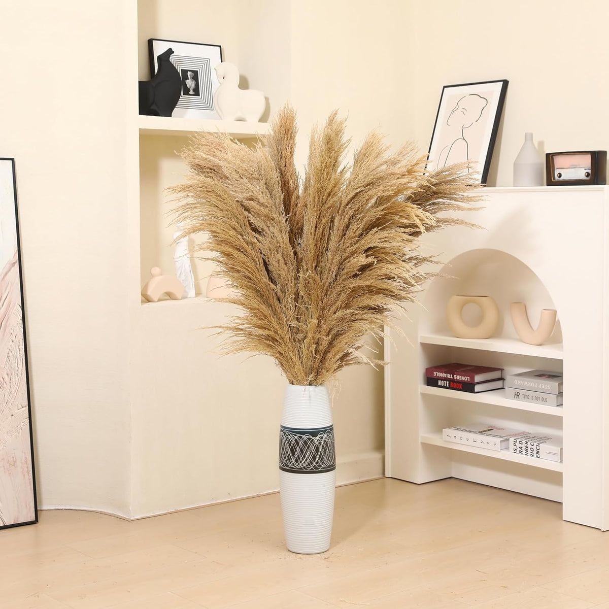 Wertuirk 9 Stems Dried Pampas Grass Decor Tall 48''/4 FT