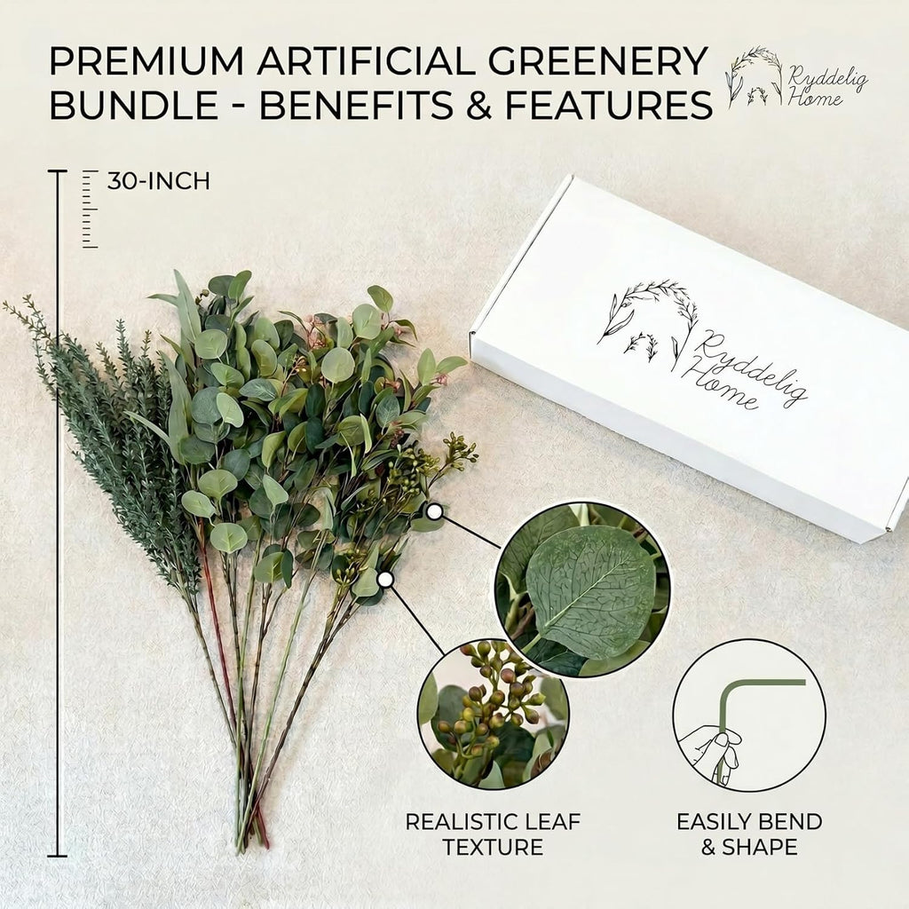 Large Eucalyptus Centerpieces for Table Decor, Artificial Greenery Stems